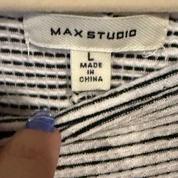 Max Studio Black and White Rouched Dress Size Large - Picture 4 of 5